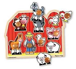 MELISSA & DOUG JUMBO KNOB WOODEN FARM PUZZLE