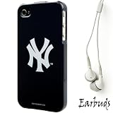 Dark Navy New York Yankees 2pc Hard Case Protective Cover Snap On Made for Apple iPhone 4S (4th Generation 16GB 32GB - AT&T - Verizon - Sprint) + Includes a Crystal Clear High Quality HD Noise Filter Ear buds Earphones Headphones ( 3.5mm Jack )