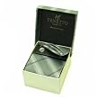 Designer Woven Double Stripe pattern Neck Tie Cufflink Handkerchief Gift Set Gray with Black Necktie Cuff link with Gift Box.