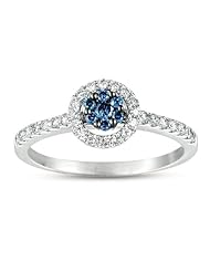 3/8 CTW Blue & White Diamond Ring -Size 7