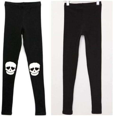 ETSYG Black Fashion Lady Skull Print Stretch Leggings Pants Women Tights Trouser