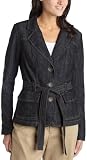 Miss YUVA Women's Safari 3 Button Jacket,Dark Rinse,Large