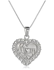 Sterling Silver "Mom, A Mothers Love Is The Greatest Gift of All" Reversible Heart Pendant Necklace, 18"