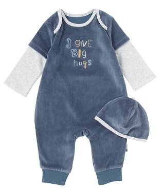 Boys Dinosaur Velour All-In-One and Hat