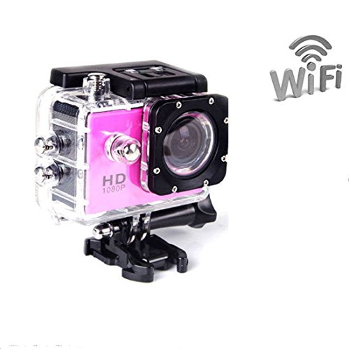 SUPON Wifi 2.0" LCD 1080p Hd Sj6000-W9 Helmet Bicycle Car Vehicle DVR Sports Action Video DV H.264 Recorder Waterproof Camcorder Camera for Bike Mountain Paintball Motorcycle Skating Diving Pink