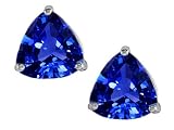 Original Star K(tm) Trillion 7mm Created Sapphire Earring Studs in .925 Sterling Silver
