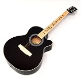 Produkt-Bild: 4/4 Design Akustik Westerngitarre Schwarz mit Griffbrett Dekoration Ornamenten