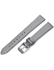 Hadley-Roma Womens LSL978RW 140 14-mm Silver Satin Grained Leather Watch Strap