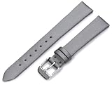 Hadley-Roma Women's LSL978RW 140 14-mm Silver Satin Grained Leather Watch Strap