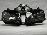 2003-2006 Honda CBR600RR CBR 600 RR Black Headlight Assembly with Clear Lens and Reflective Chrome Interior 2003 2004 2005 2006