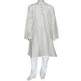Mens Dresses Woven Kurta Pajama Silk and Cotton Blend Long Loose Shirt and Trousers Expert Hand Stitch