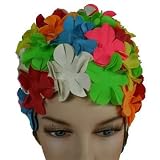VINTAGE STYLE COLORFUL PETALS LATEX SWIM BATHING CAP