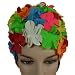 VINTAGE STYLE COLORFUL PETALS LATEX SWIM BATHING CAP