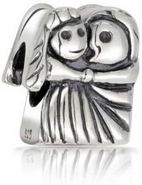 Everbling Bride Groom Wedding Couple Love 925 Sterling Silver Charm Bead Fits Pandora Chamilia Biagi Troll Charms Europen Style Bracelets
