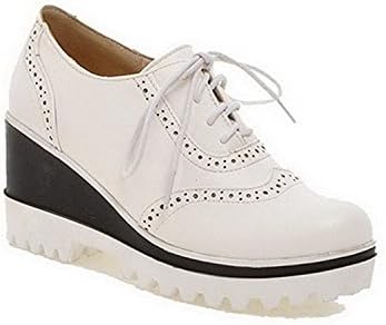 Umanak Enchantment Women's Pu High Heels Round Closed Toe Solid Lace Up Pumps-Shoes with Hollow Out White8.5 B(M) US Professional Design