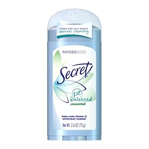 Secret Original Unscented Women's Invisible Solid Ph Balanced Antiperspirant & Deodorant 2.6 Oz  (Pack of 6)