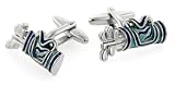 Silver plated and enamel golf bag and clubs cufflinks