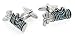 Silver plated and enamel golf bag and clubs cufflinks