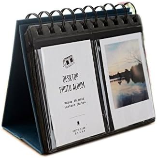 [Fujifilm Instax Mini Photo Album] 68 Pieces Pockets Calendar Style Wedding Photo Album For Fujifilm Instax Mini 7s 8 25 50s 70 90/ Polaroid Z2300/ Polaroid PIC-300P/ Polaroid Snap Films (Dark Blue)