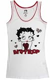 Betty Boop Lace Trimmed White Ribbed Tank for women