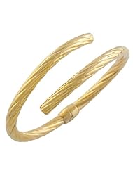 18 Karat Yellow Gold over Sterling Silver Hinged 6-mm Twisted Bypass Bangle