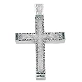 14K White Gold Mens Blue Diamond Cross Pendant 7.11 Ctw