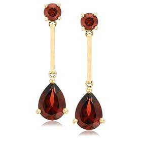 14k Yellow Gold Garnet Drop Earrings by Amazon.com Collection