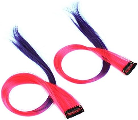 KunYuHengXing 12pcs Synthetic Clip in Ombre Dip Dyed Hair Extension 18 inch Long