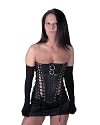 Gothic Black Leather Steel Boned Overbust Corset Side Lacing Corset With Steel Rings LVG1218