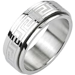 Spikes 316L Stainless Steel Tribe Maze Center Spinner Ring