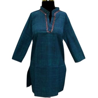 Handmade Traditional Khadi Look Cotton Top With Sheet Mior From India 
