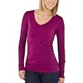 Mossimo&reg; Black Women's Long Sleeve Vee Tee - Rose Wine
