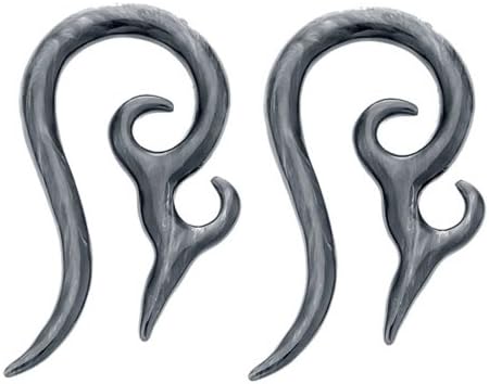 12G Black Marbled Acrylic Hanger Spiked Twirl Expander Plugs - Pair