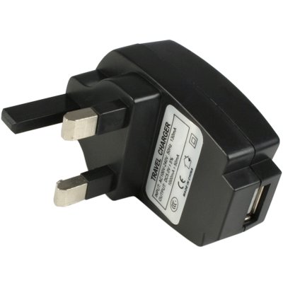 Black Mains USB Travel Charger