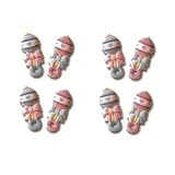 Baby Shower Cake Decorations - Baby Rattles Shaped Edible Hard Sugar Decorations (8 pcs)