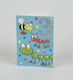 Bugs in Boots Age 3 Birthday Card By 
