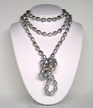 HinsonGayle Ultra-Luster Silver Gray Free-Form Baroque Cultured Pearl Rope Necklace