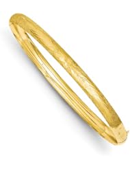 14k Yellow Gold 3/16 Oversize Florentine Engraved Hinged Bracelet Bangle