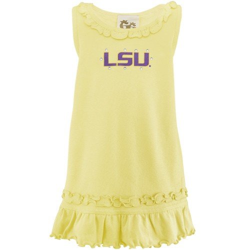 LSU Tigers Toddler Gold Ruffle Tank Dress with crystals (3T)