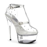 6 Inch Sexy Platform Shoes Clear Dorsay Rhinestone Shoes T Strap