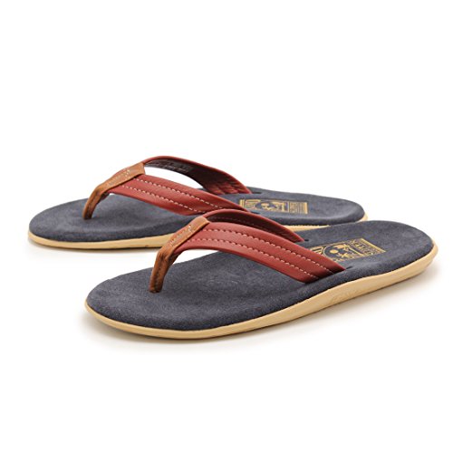 アイランドスリッパ ISLAND SLIPPER CLASSIC LEATHER ＋ SUEDE THONG メンズ 02.ネイビー×オックスブラッド US10.0(28cm) [並行輸入品]