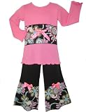 AnnLoren Girls Boutique Pink & Black Floral Outfit