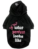 Perfect Hoodie Sweatshirt W/Screen Print & Rhinestones Pet Outerwear Black Combo SMALL