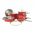 Chantal 10 Piece Enamel-on-Steel Cookware Set, Chili Red Glossy