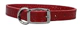 Croco - Faux Crocodile Leather Collar - 3/4 in. x 16 in. - Red