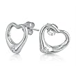 Open Heart Diamond Stud Earrings in Sterling Silver .925