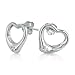 Open Heart Diamond Stud Earrings in Sterling Silver .925