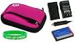 3n1 Neoprene Sleeve (Hot Pink) Case / NP-20 680mAh Li-Ion Battery / AC DC Charger for Casio Exilim EX-S770RD 7.2MP Digital Camera Red