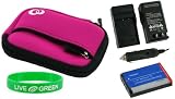 3n1 Neoprene Sleeve (Hot Pink) Case / NB-6L 1000mAh Li-Ion Battery / AC DC Charger for Canon PowerShot SD3500IS 14.1 MP Digital Camera Pink
