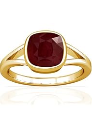 18K Yellow Gold Cushion Cut Ruby Womens Astrological Ring